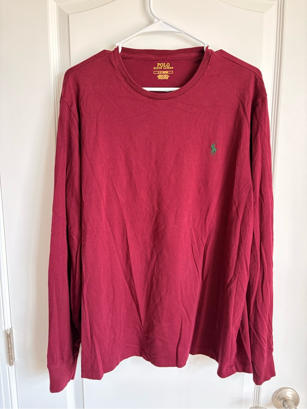 Polo by Ralph Lauren Burgundy Crewneck Tee with Yellow Logo